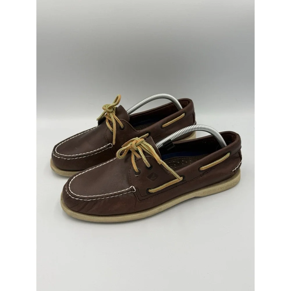 Sperry Top-Sider A/O 2-Eye Leather Boat Shoes Men's 9.5 Wide Dark Brown Non Mark